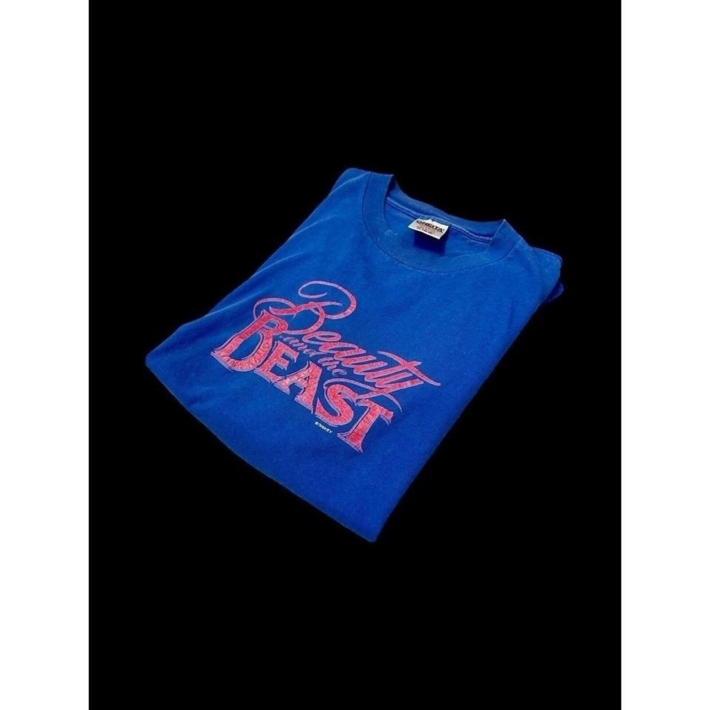 90's Vintage Beauty and‎ The Beast T-Shirt Disney XL Oneita Tag Beast Belle Blue